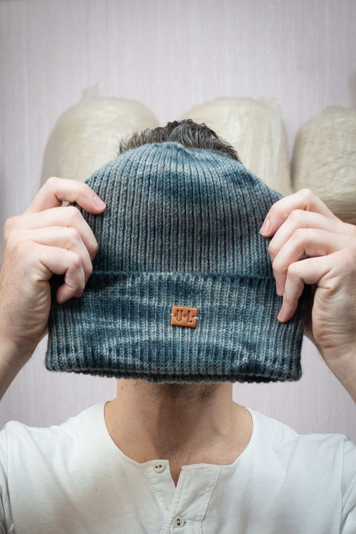 Yak Wool Beanie - Tie-Dye Grey/Blue