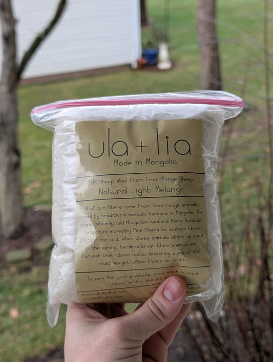100% Sheep Wool Natural Light Melange Spinning Fiber 100g-ULA+LIA
