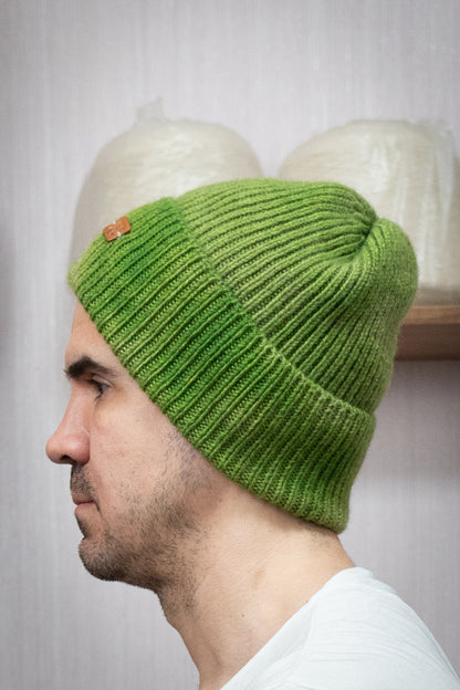 Yak Wool Beanie - Moss Green