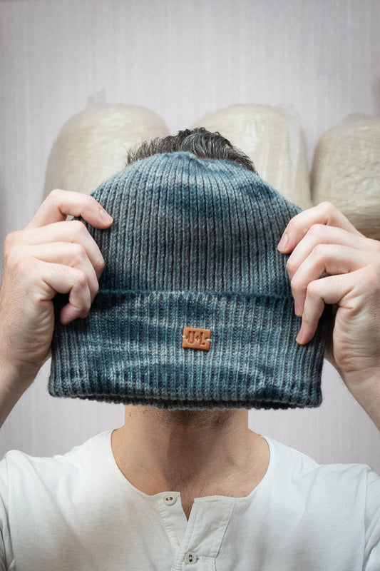 Yak Wool Beanie - Tie-Dye Grey/Blue