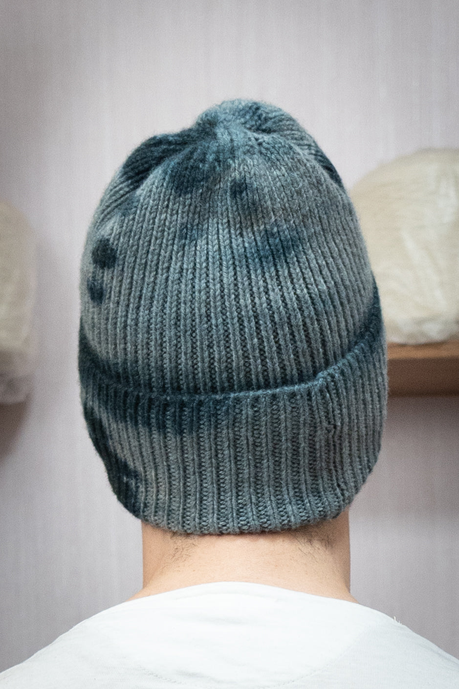 Yak Wool Beanie - Tie-Dye Grey/Blue