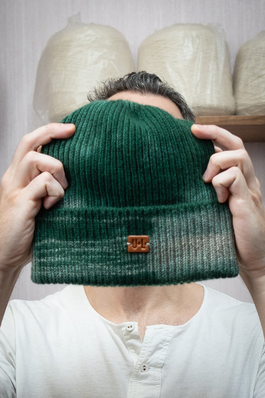Yak Wool Beanie - Tie-Dye Grey/Green