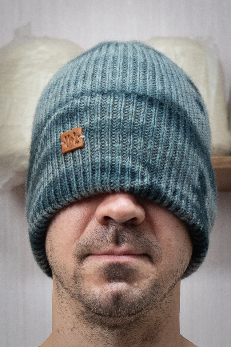 Yak Wool Beanie - Tie-Dye Grey/Blue
