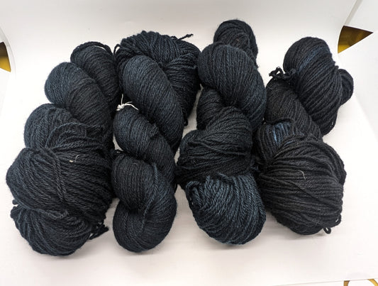 Hand-Dyed Black 100% Sheep Wool Skein 100g