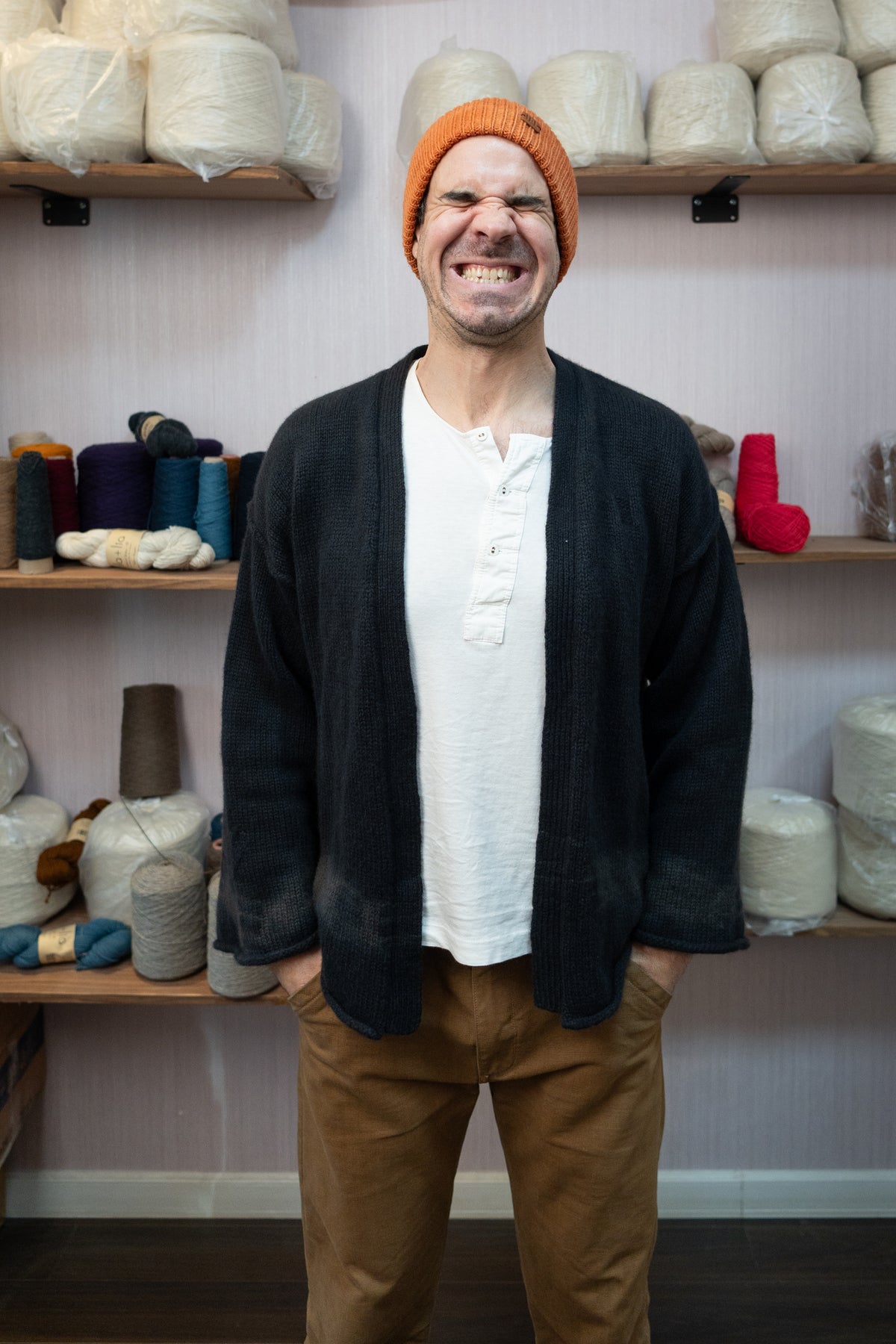 Yak Wool Warmup Cardigan - Grey/Blue
