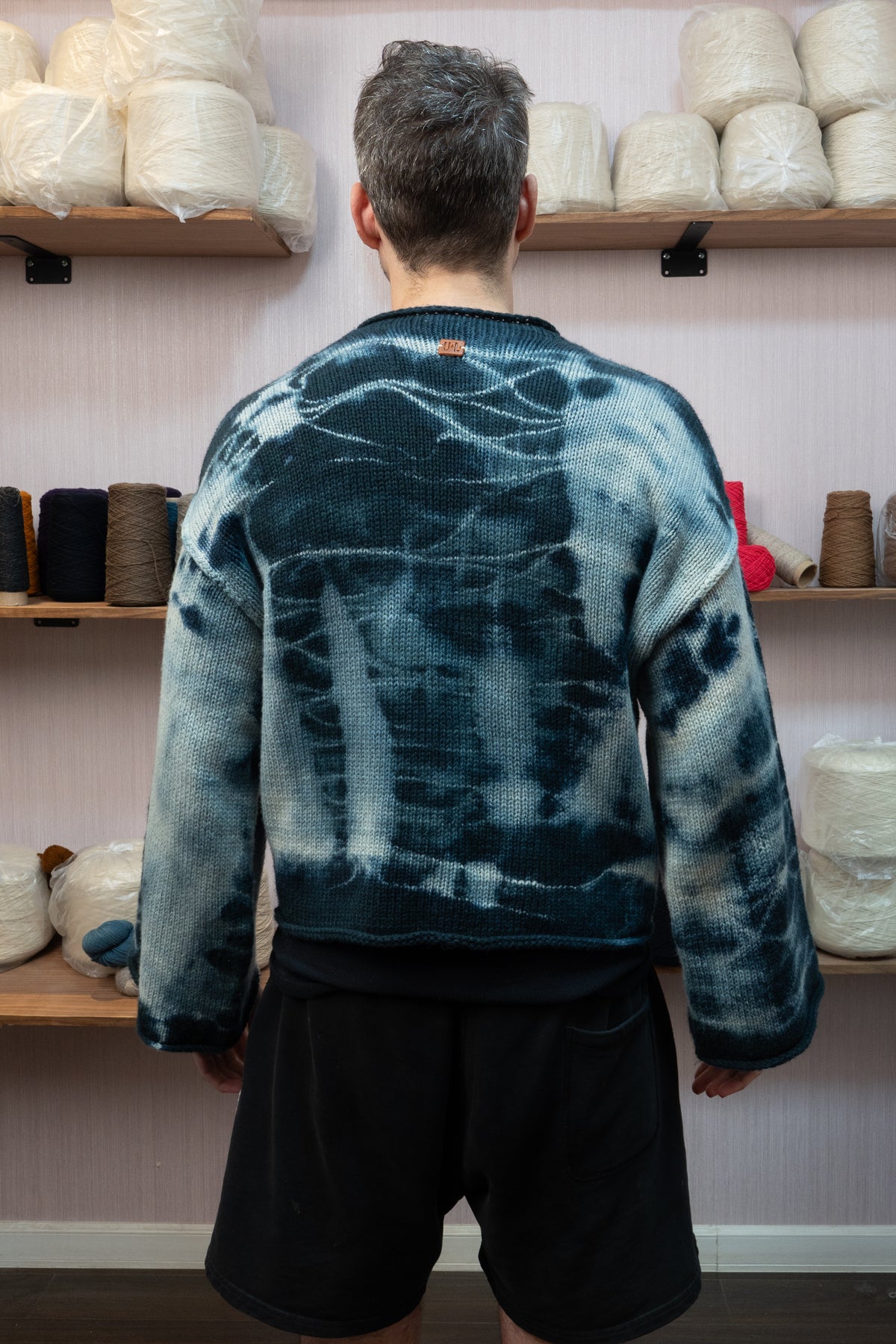 Sheep Wool Warmup Jumper - Tie-Die Blue