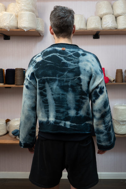 Sheep Wool Warmup Jumper - Tie-Die Blue