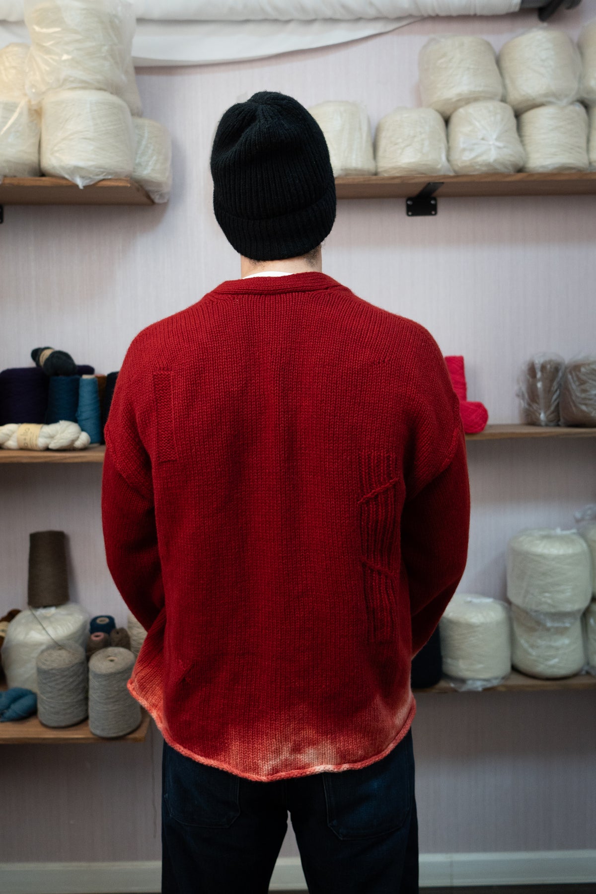 Sheep Wool Warmup Cardigan - Red