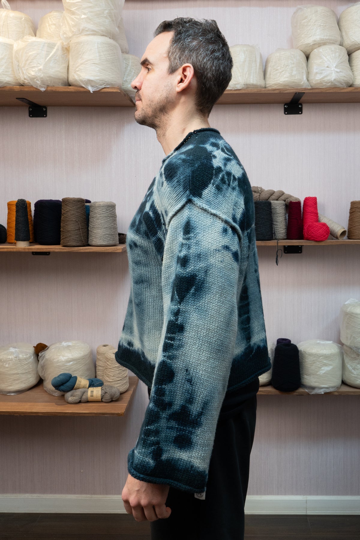 Sheep Wool Warmup Jumper - Tie-Die Blue