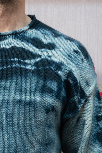 Sheep Wool Warmup Jumper - Tie-Die Blue