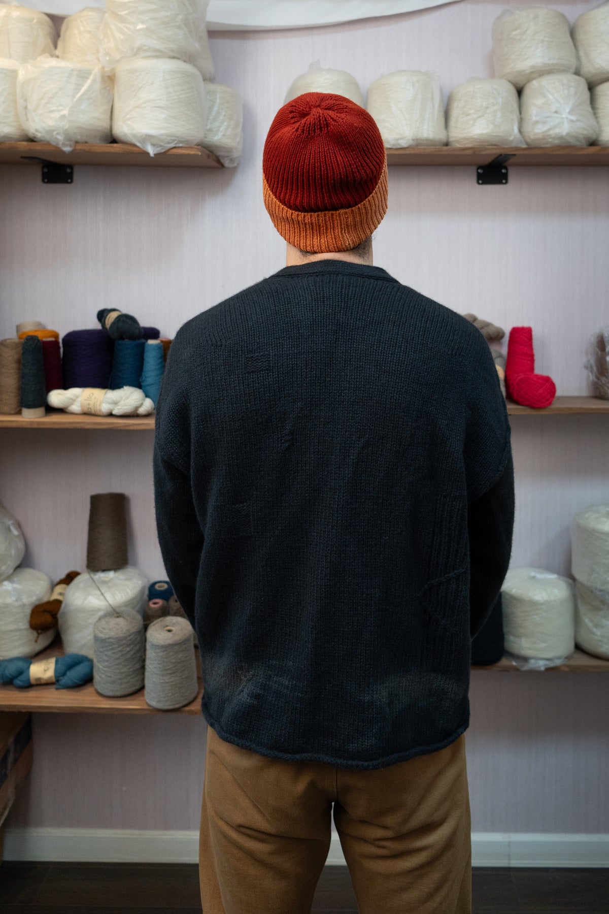 Yak Wool Warmup Cardigan - Grey/Blue