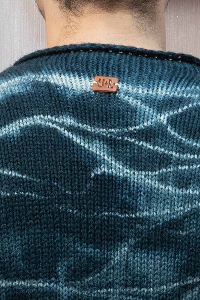 Sheep Wool Warmup Jumper - Tie-Die Blue