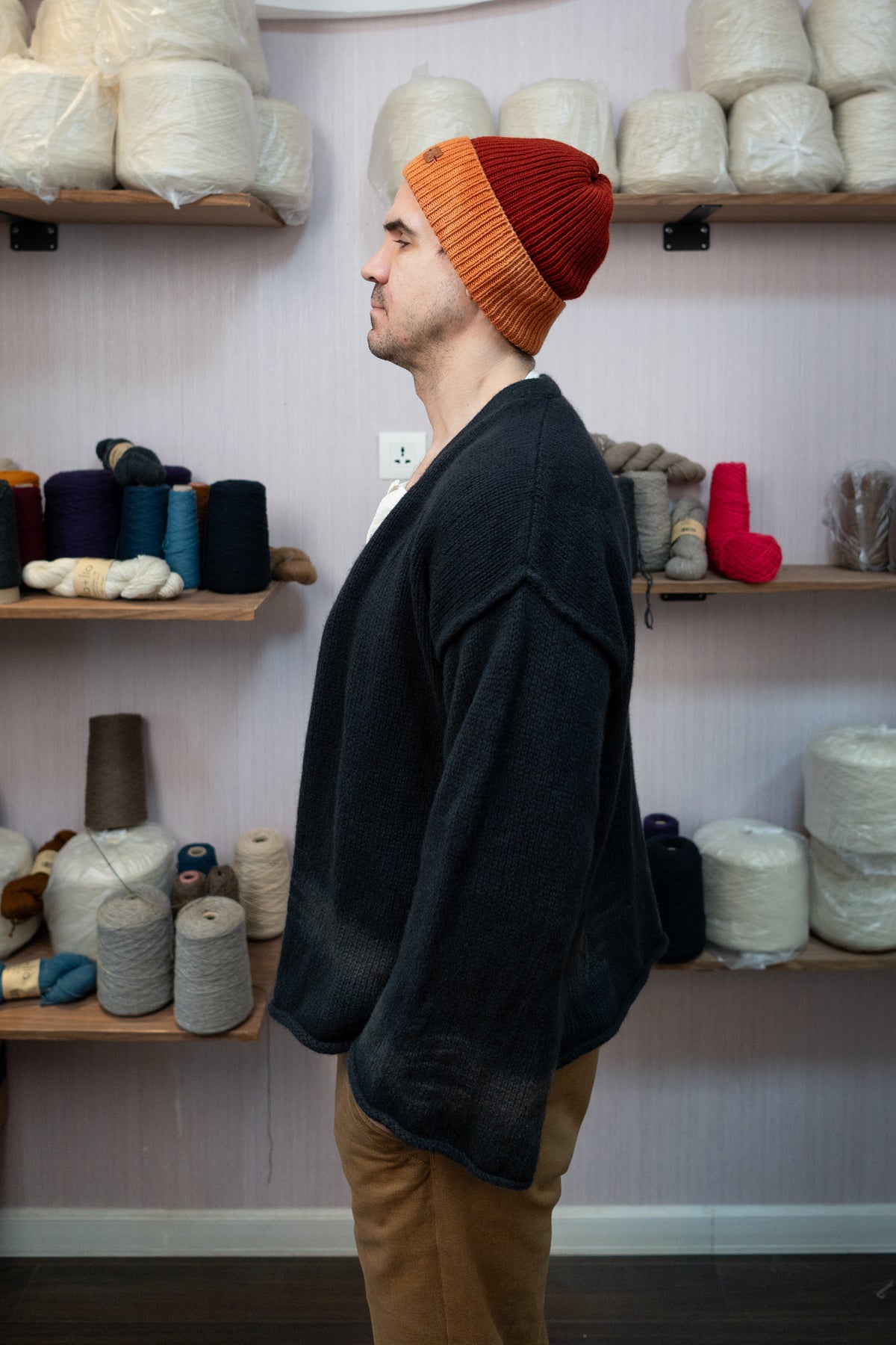 Yak Wool Warmup Cardigan - Grey/Blue