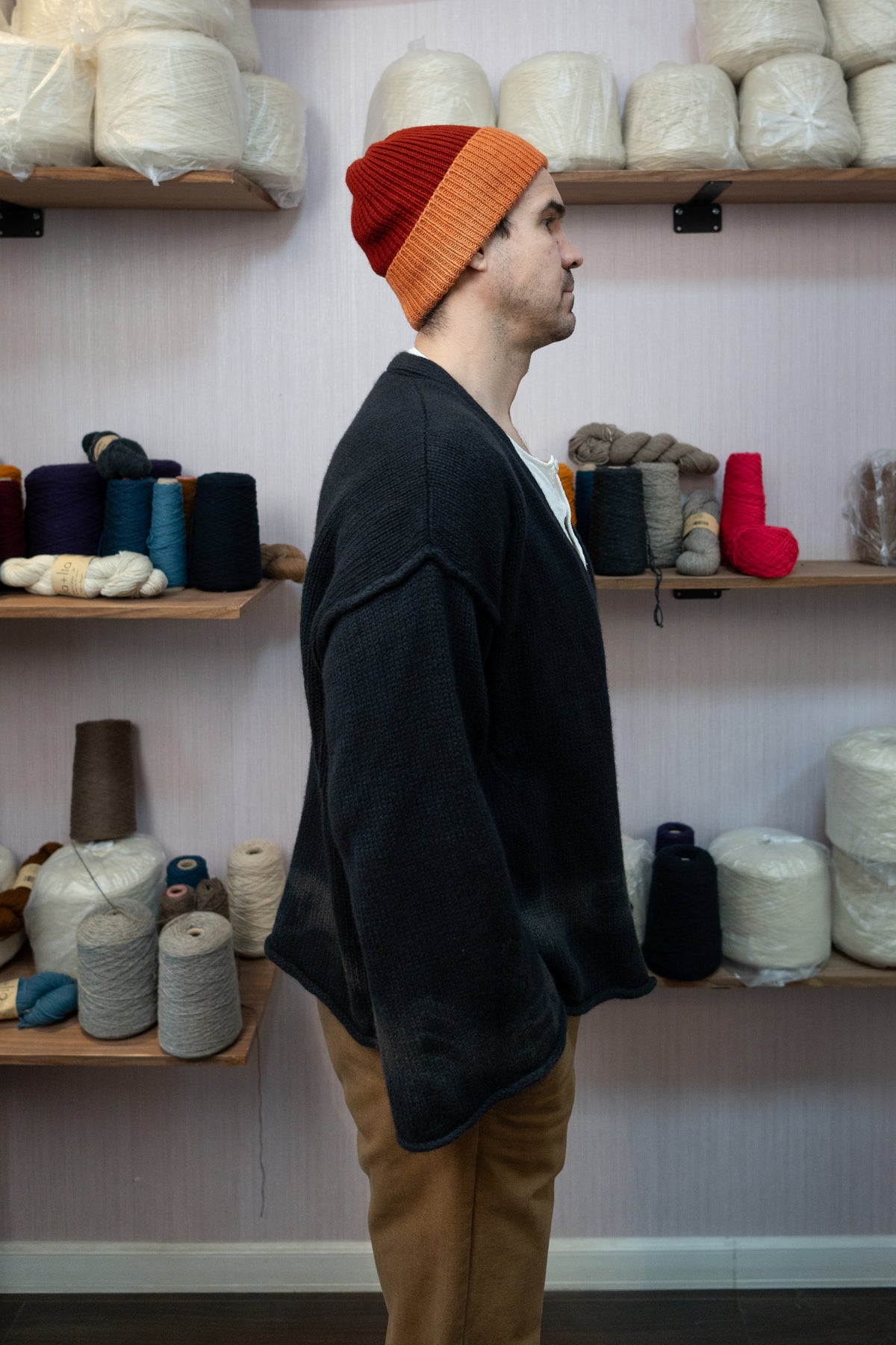 Yak Wool Warmup Cardigan - Grey/Blue