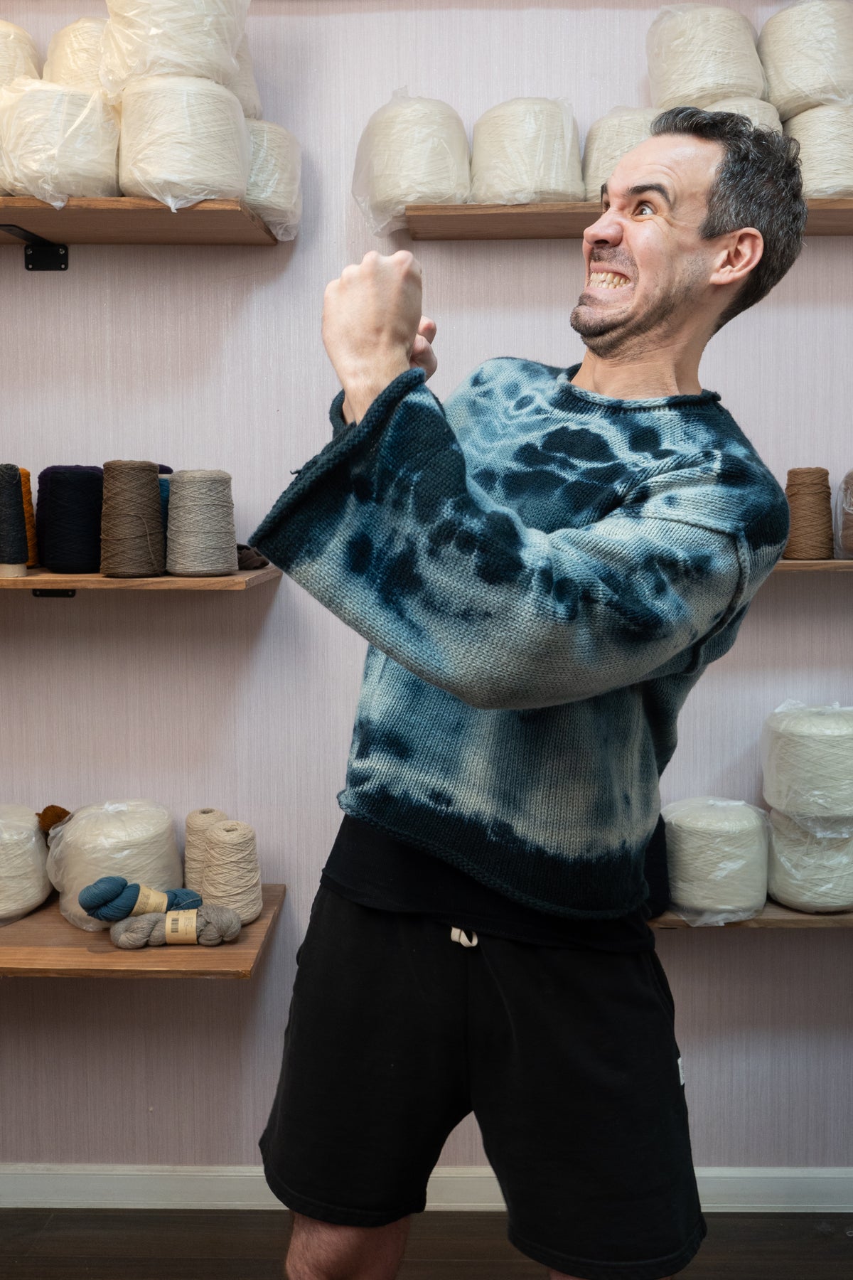 Sheep Wool Warmup Jumper - Tie-Die Blue