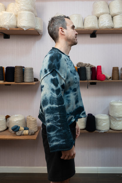 Sheep Wool Warmup Jumper - Tie-Die Blue