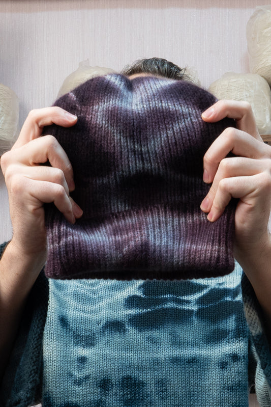 Cashmere Beanie - Tie-Dye Purple