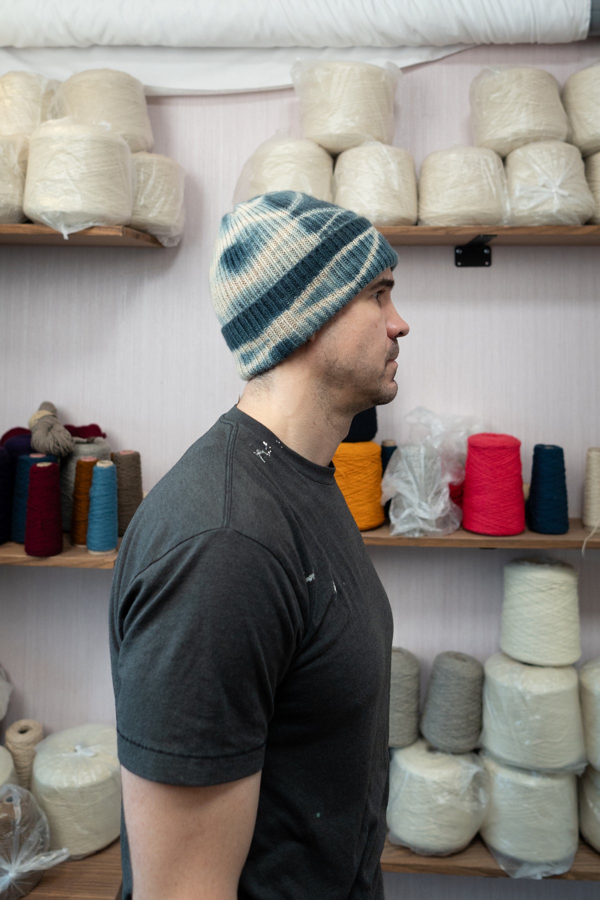 Cashmere Beanie - Tie-Dye Blue