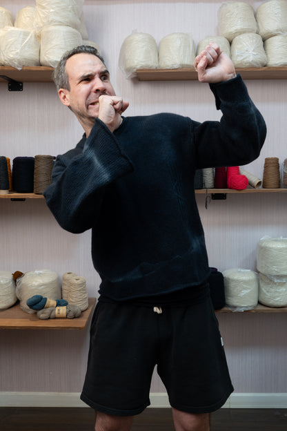 Yak Wool Warmup Jumper - Banded Gray