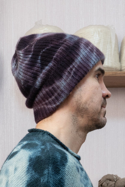 Cashmere Beanie - Tie-Dye Purple