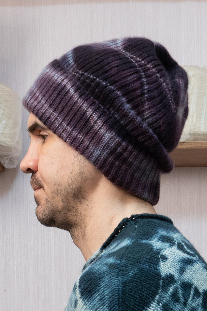 Cashmere Beanie - Tie-Dye Purple