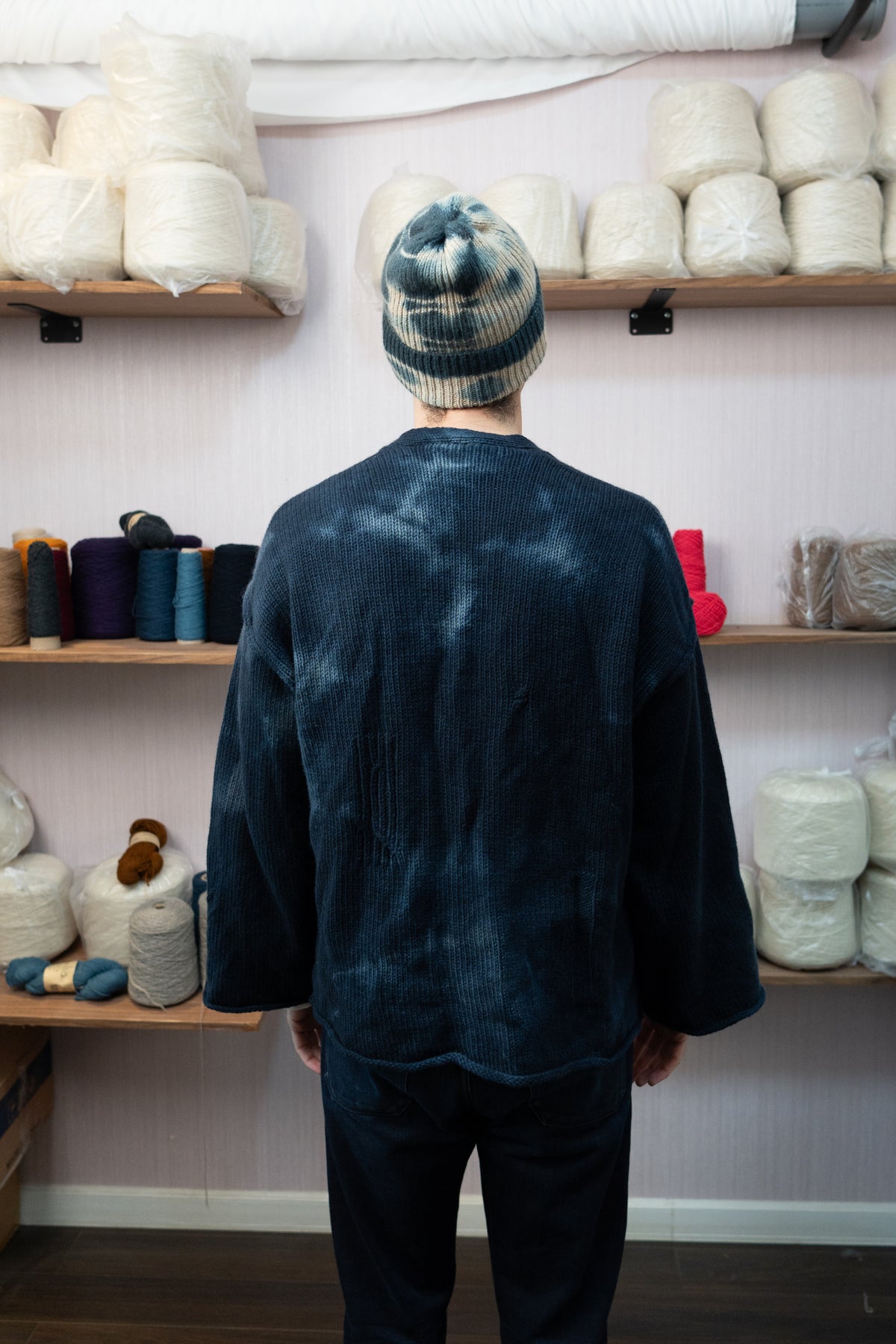 Sheep Wool Warmup Cardigan - Dark Blue