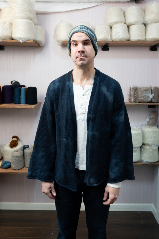Sheep Wool Warmup Cardigan - Dark Blue