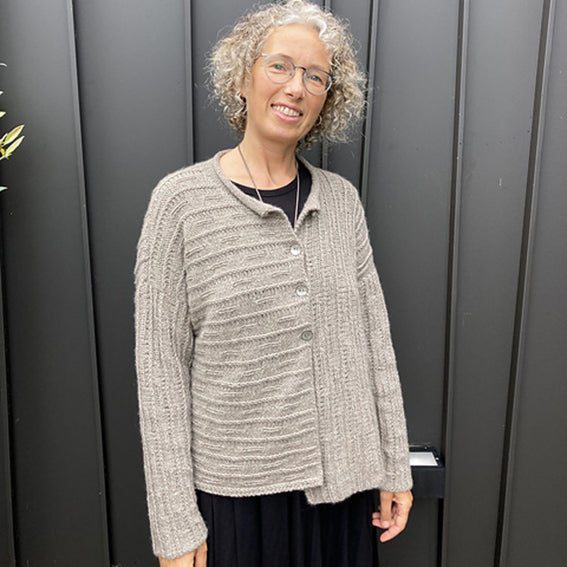 cardigan in gray yak wool