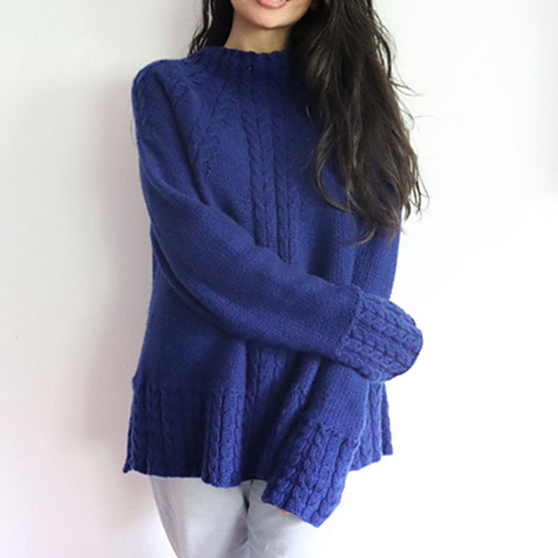 loose fitting sweater in blue cashmere