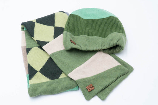 Upcycled Cashmere Scarf and Hat Set e4-Scarf and Hat Set-ULA+LIA