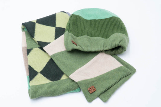 Upcycled Cashmere Scarf and Hat Set e4